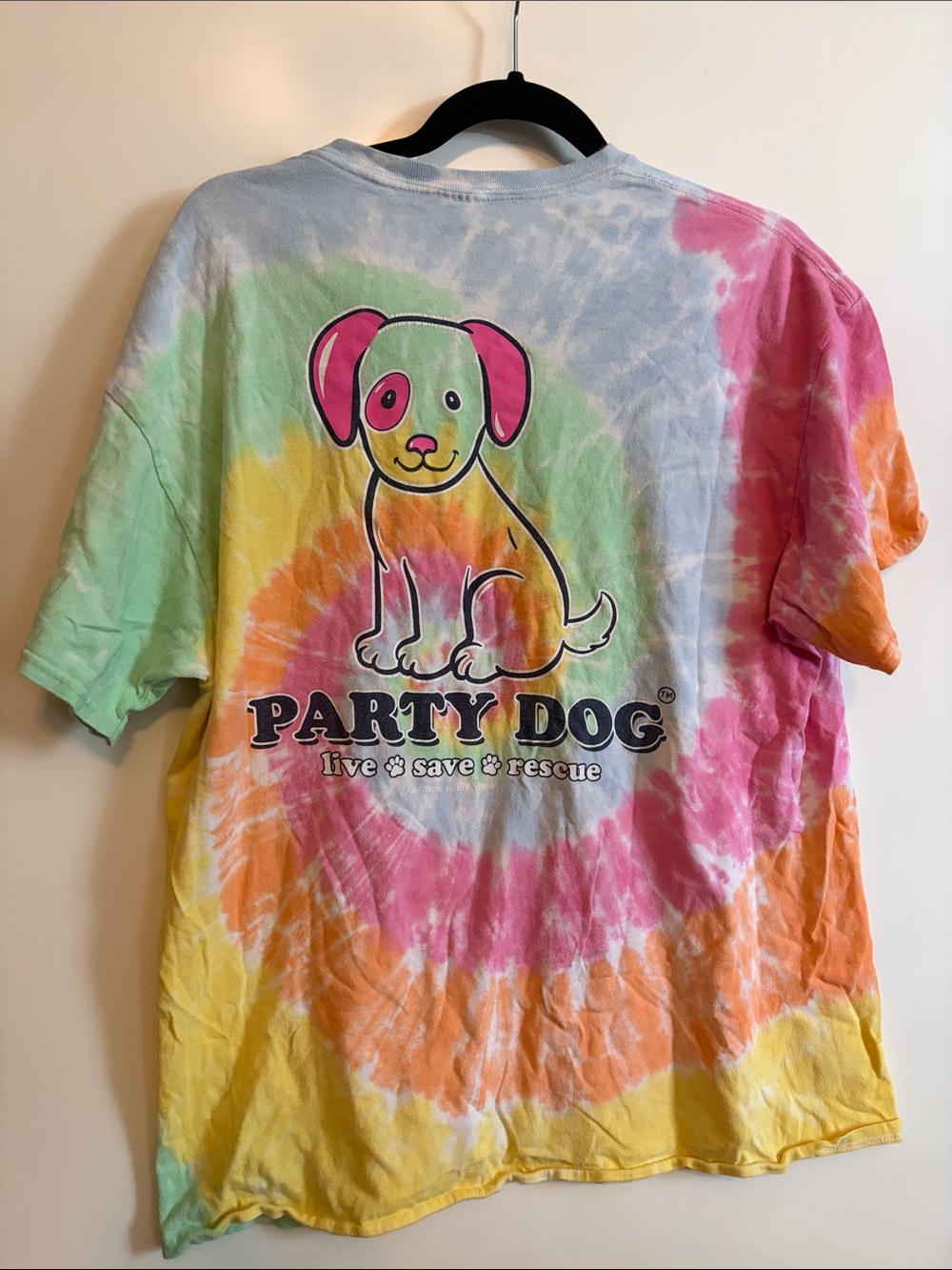Simply Southern Party Dog Rescue Tie Dye Graphic Tee XL extra large